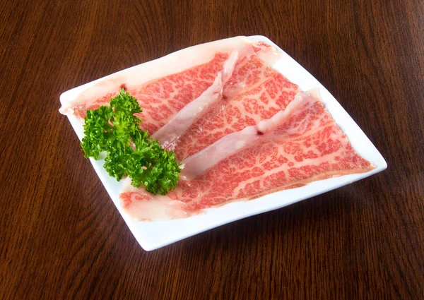 Japanese cuisine. beef slice on the background — Stock Photo, Image