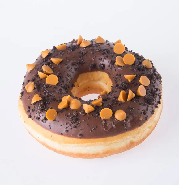 Donuts de chocolate em um fundo branco — Fotografia de Stock