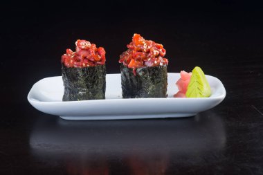 Japon mutfağı. arka planda suşi ahtapot