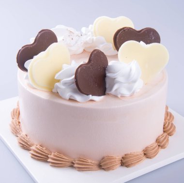 kek. Çikolatalı dondurma pasta arka plan üzerinde