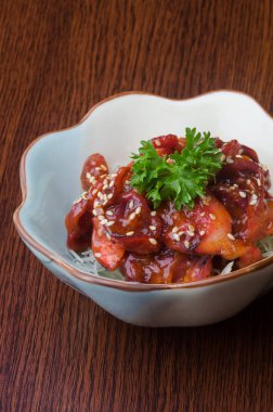 Japon mutfağı. arka planda suşi ahtapot