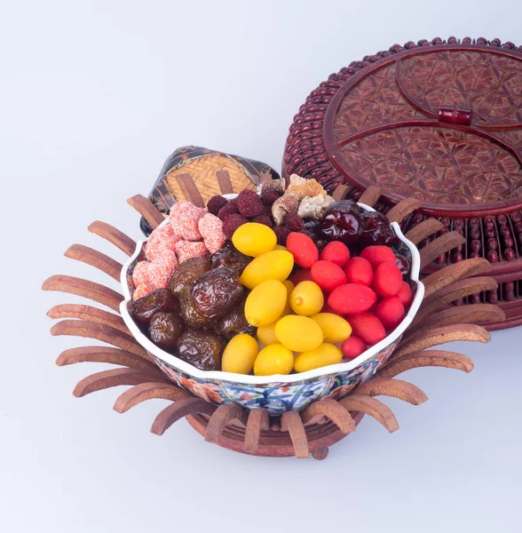 Preserved fruits. chinese preserved fruits on the background — Stock Photo, Image