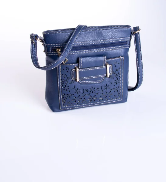 Bag or blue colour fashion bag on background. — Stock Photo, Image