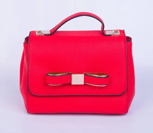 Bag or red colour woman bag on background. — Stock Photo, Image