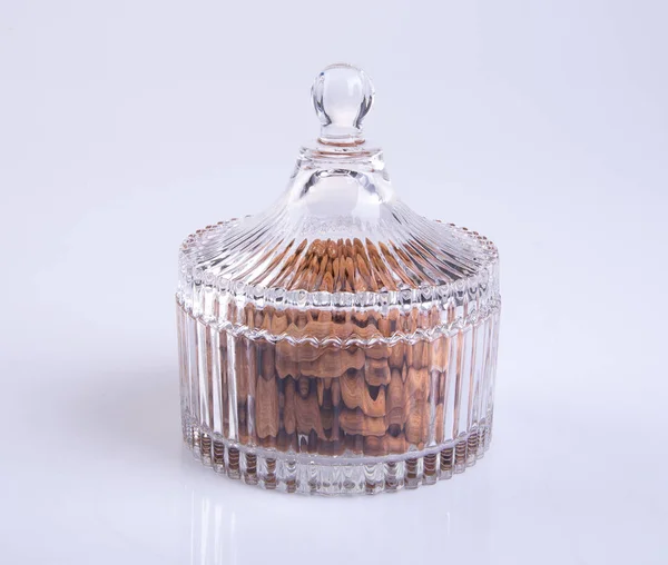 Almond or Almond in jar on the background. — Stock Photo, Image