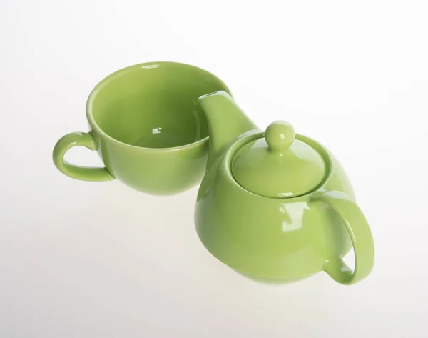 Teekannen-Set oder Porzellan Teekanne und Tasse auf Hintergrund. — Stockfoto