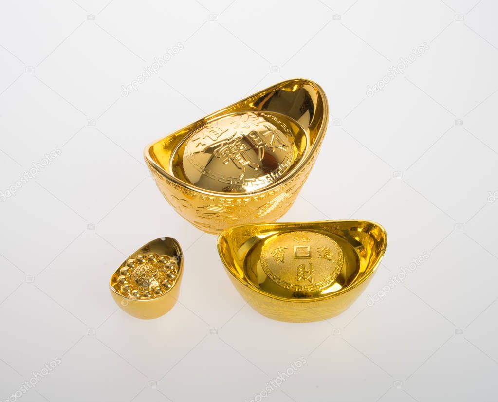 Gold or Chinese gold ingot mean symbols of wealth and prosperity