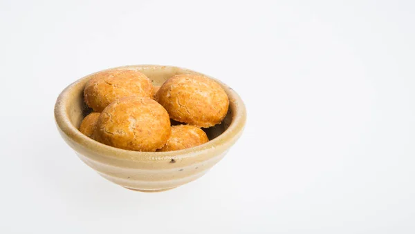 Pinda Koekjes Afgerond Pinda Cookies Een Achtergrond — Stockfoto