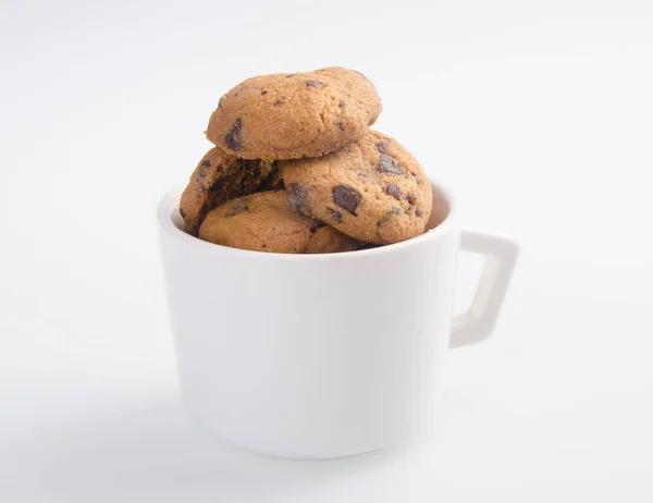 Biscoitos Chocolate Isolado Fundo Branco — Fotografia de Stock