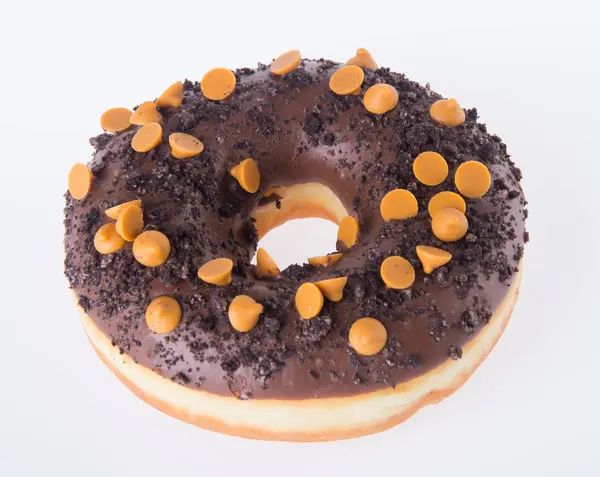 Donuts de chocolate em um fundo branco — Fotografia de Stock