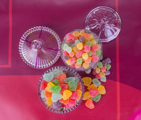 Candies. jelly candies in glass bowl on a background — Stock Photo, Image