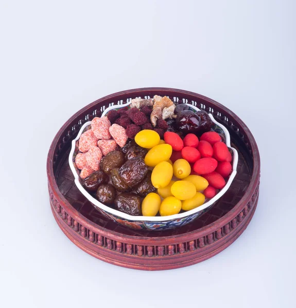 preserved fruits. chinese preserved fruits on the background