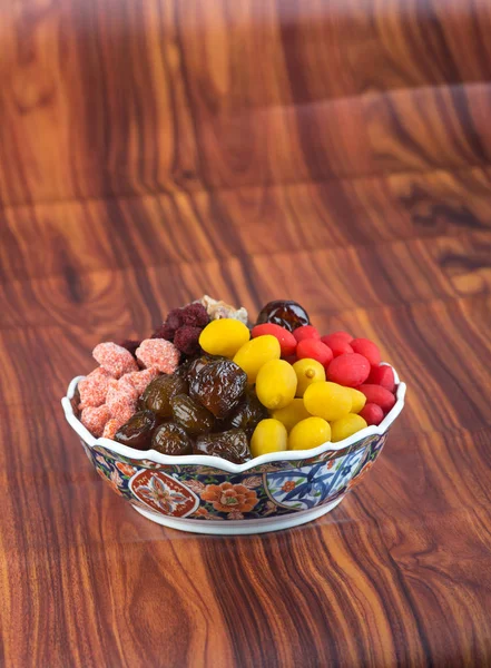 preserved fruits. chinese preserved fruits on the background