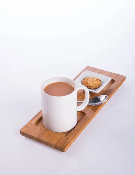 Café ou café com biscoitos no fundo . — Fotografia de Stock