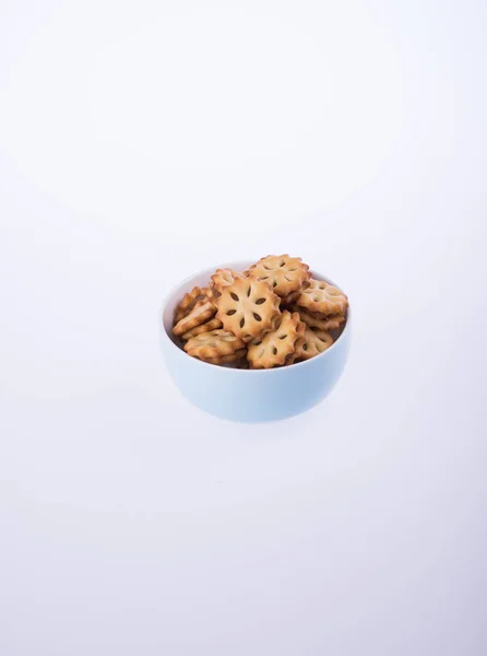 배경에서 작성 된 쿠키 비스킷 — 스톡 사진