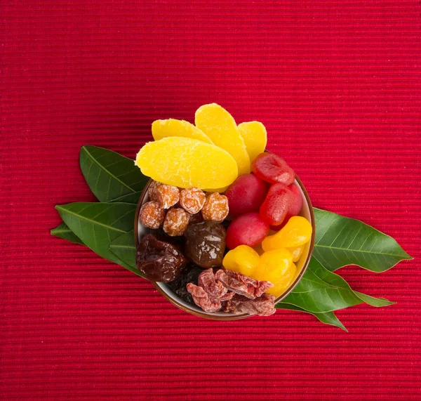 preserved fruits or mix preserved fruits on the background.