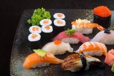 Japon mutfağı. suşi arka plan ayarla