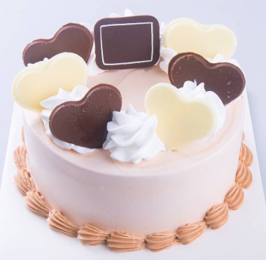 kek. Çikolatalı dondurma pasta arka plan üzerinde