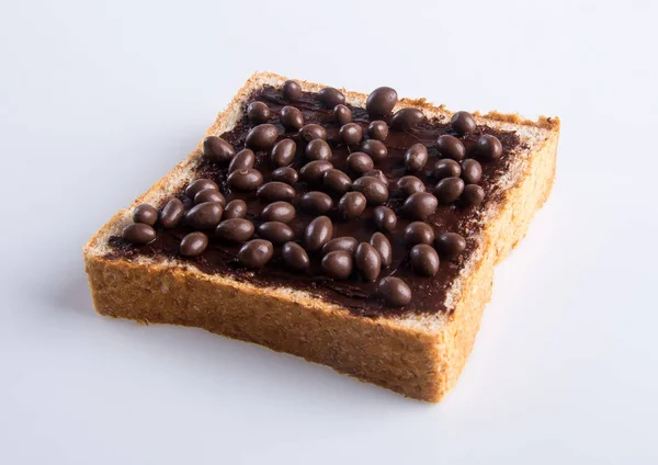 面包。一片面包，奶油巧克力 — 图库照片