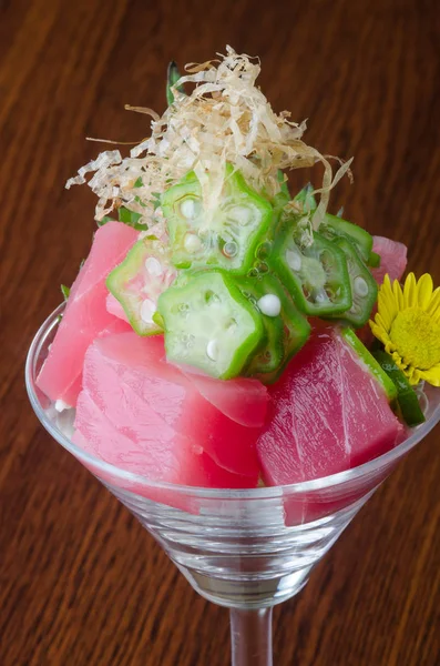 Cocina japonesa. sashimi en el fondo — Foto de Stock