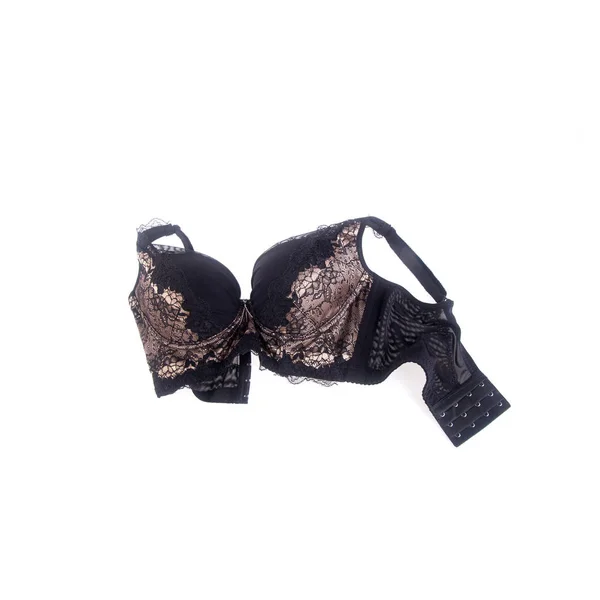 Soutien-gorge ou soutien-gorge de couleur noire sur fond blanc . — Photo