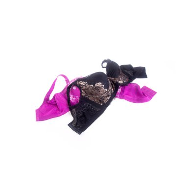 sütyen ya da beyaz arkaplanda farklı renk sutyenler.