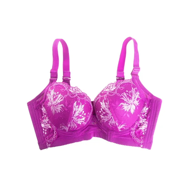 Reggiseno o reggiseno di colore rosa su sfondo bianco . — Foto Stock