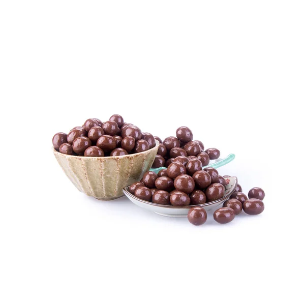 Chocolate ball or chocolate balls in plate on background new. — Stock Photo, Image