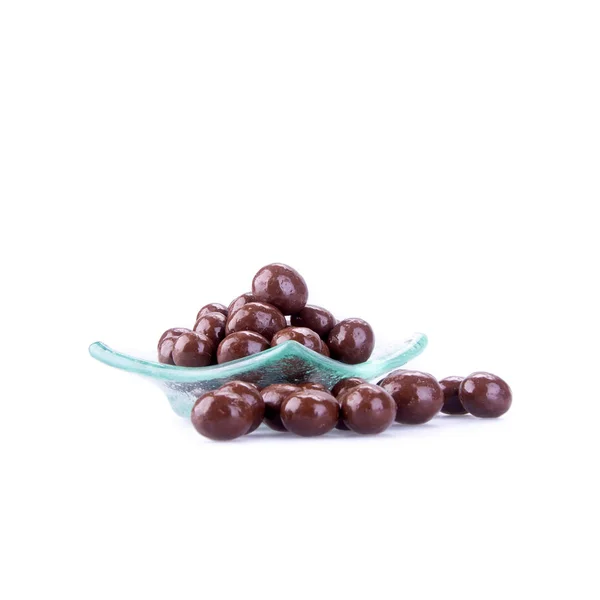 Chocolate ball or chocolate balls in plate on background new. — Stock Photo, Image