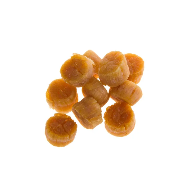 Dried scallop or chinese dry scallop on white background. — Stock Photo, Image