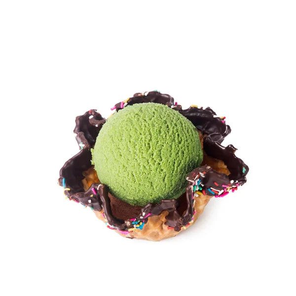 Ice cream scoop or ice cream waffle bowl on background new. — Stock Photo, Image