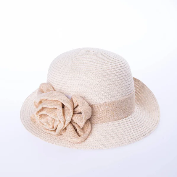 Şapka ya da bayan hasır şapka yeni bir arka planda. — Stok fotoğraf