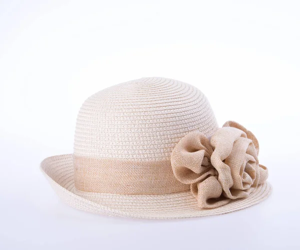 Şapka ya da bayan hasır şapka yeni bir arka planda. — Stok fotoğraf