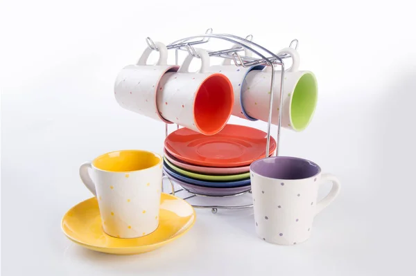 Cup or ceramic mug set on the background new. — Stock Photo, Image