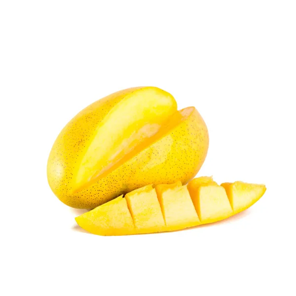 Μάνγκο ή κίτρινα μάνγκο σε φόντο νέο. — Φωτογραφία Αρχείου