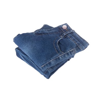 Beyaz arka planda yeni bir konsept kot pantolon veya kot pantolon.