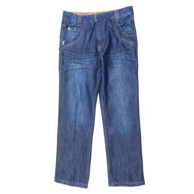 Beyaz arka planda yeni bir konsept kot pantolon veya kot pantolon.