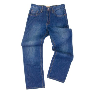 Beyaz arka planda yeni bir konsept kot pantolon veya kot pantolon.