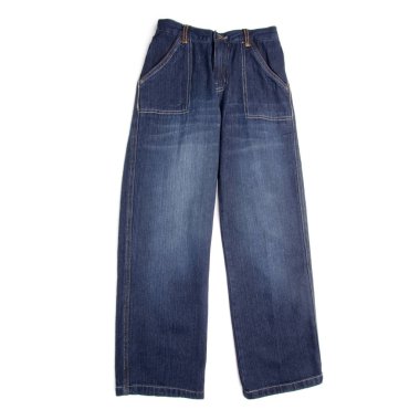 Beyaz arka planda yeni bir konsept kot pantolon veya kot pantolon.