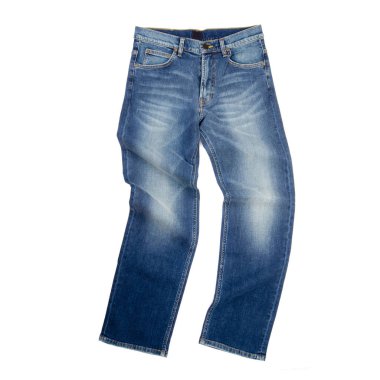 Beyaz arka planda yeni bir konsept kot pantolon veya kot pantolon.