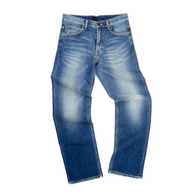 Beyaz arka planda yeni bir konsept kot pantolon veya kot pantolon.