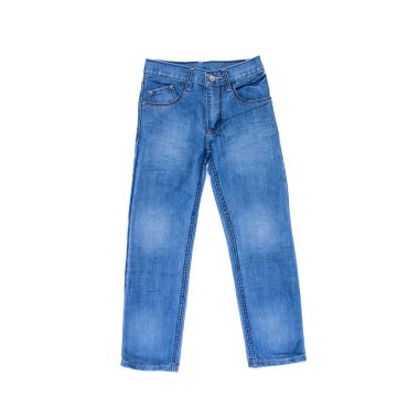 Beyaz arka planda yeni bir konsept kot pantolon veya kot pantolon.