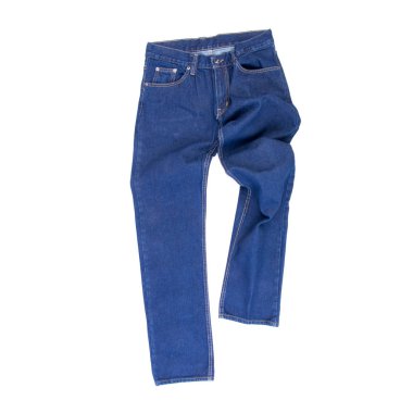 Beyaz arka planda yeni bir konsept kot pantolon veya kot pantolon.