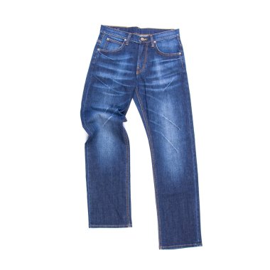 Beyaz arka planda yeni bir konsept kot pantolon veya kot pantolon.