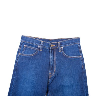 Beyaz arka planda yeni bir konsept kot pantolon veya kot pantolon.