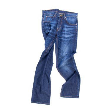 Beyaz arka planda yeni bir konsept kot pantolon veya kot pantolon.