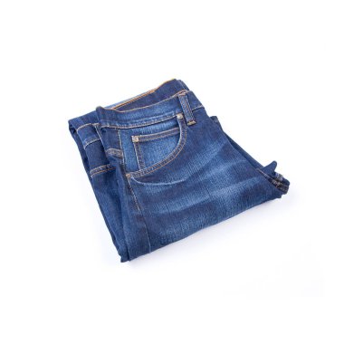 Beyaz arka planda yeni bir konsept kot pantolon veya kot pantolon.