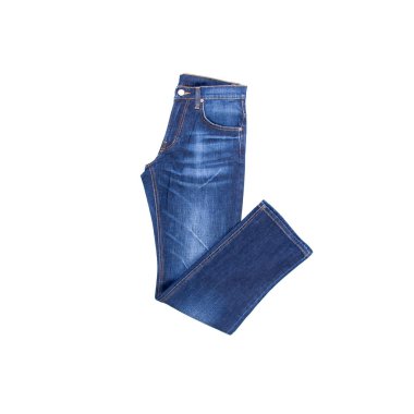 Beyaz arka planda yeni bir konsept kot pantolon veya kot pantolon.