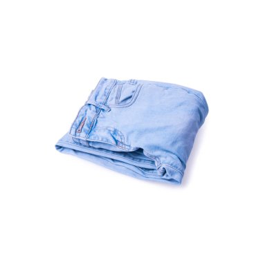 Beyaz arka planda yeni bir konsept kot pantolon veya kot pantolon.