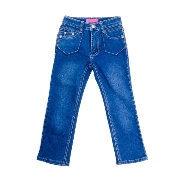 Jeans jean o azules con concepto sobre fondo blanco nuevo . — Foto de Stock
